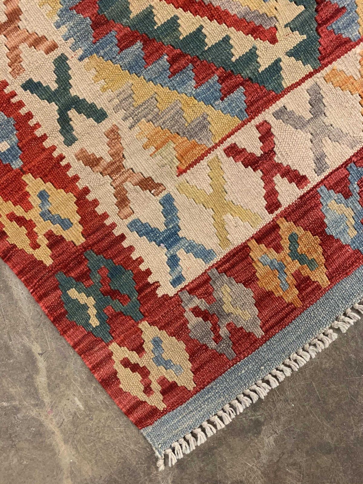 Handmade Afghan Kilim Rug: Wool Tribal Geometric Mat, Home Decor (2.9 X 4.3 Ft.) photo Textiles