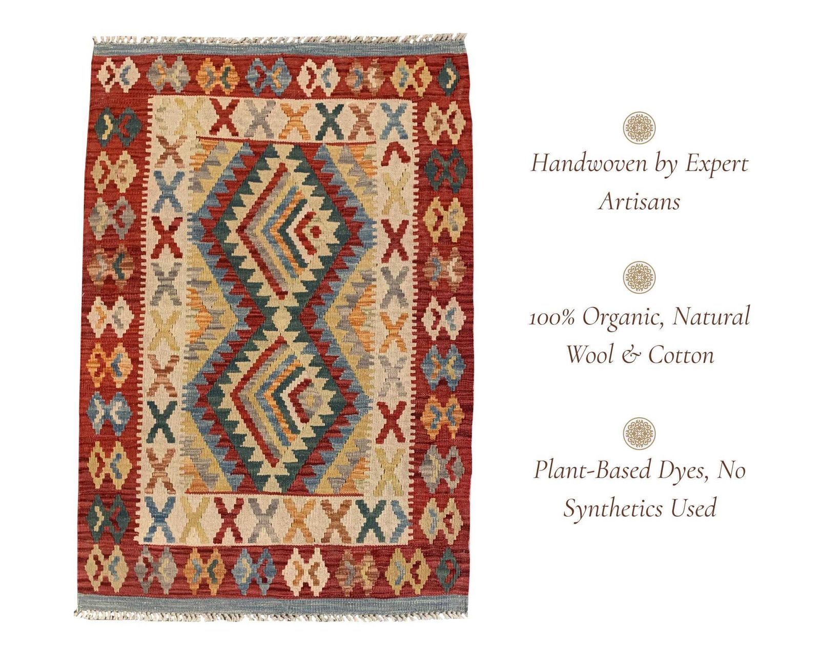 Handmade Afghan Kilim Rug: Wool Tribal Geometric Mat, Home Decor (2.9 X 4.3 Ft.) photo vintage