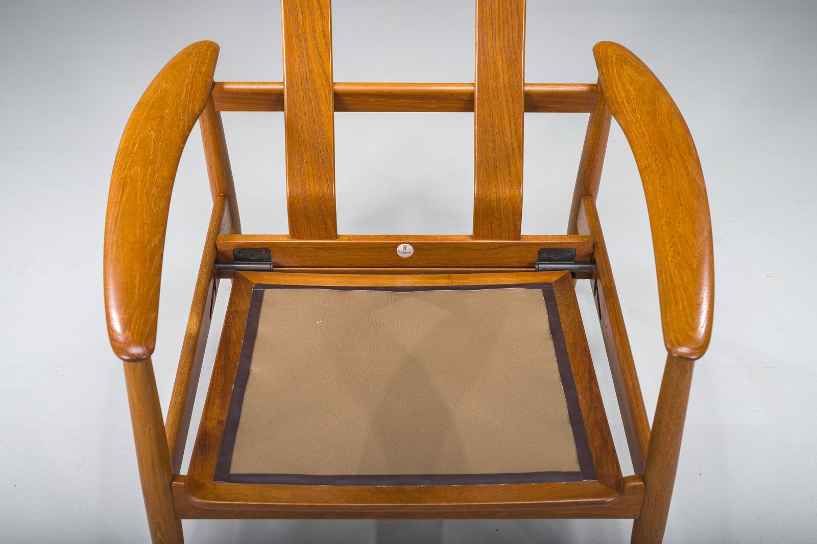 Armchair With Model Fd 164 Frame By Arne Vodders And Model 118 Armrests By Grete Jalks In Teak And Black Leather, Denmark, 1960s photo vinterior