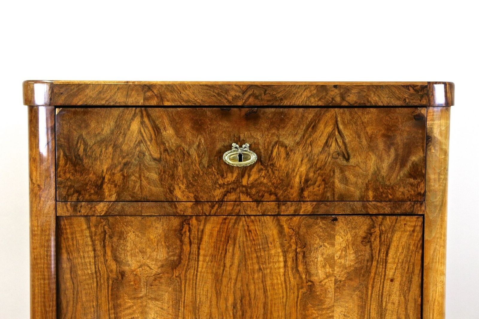 19th Century Biedermeier Cabinet With Drawer, Nutwood, Austria Circa 1850 photo vinterior
