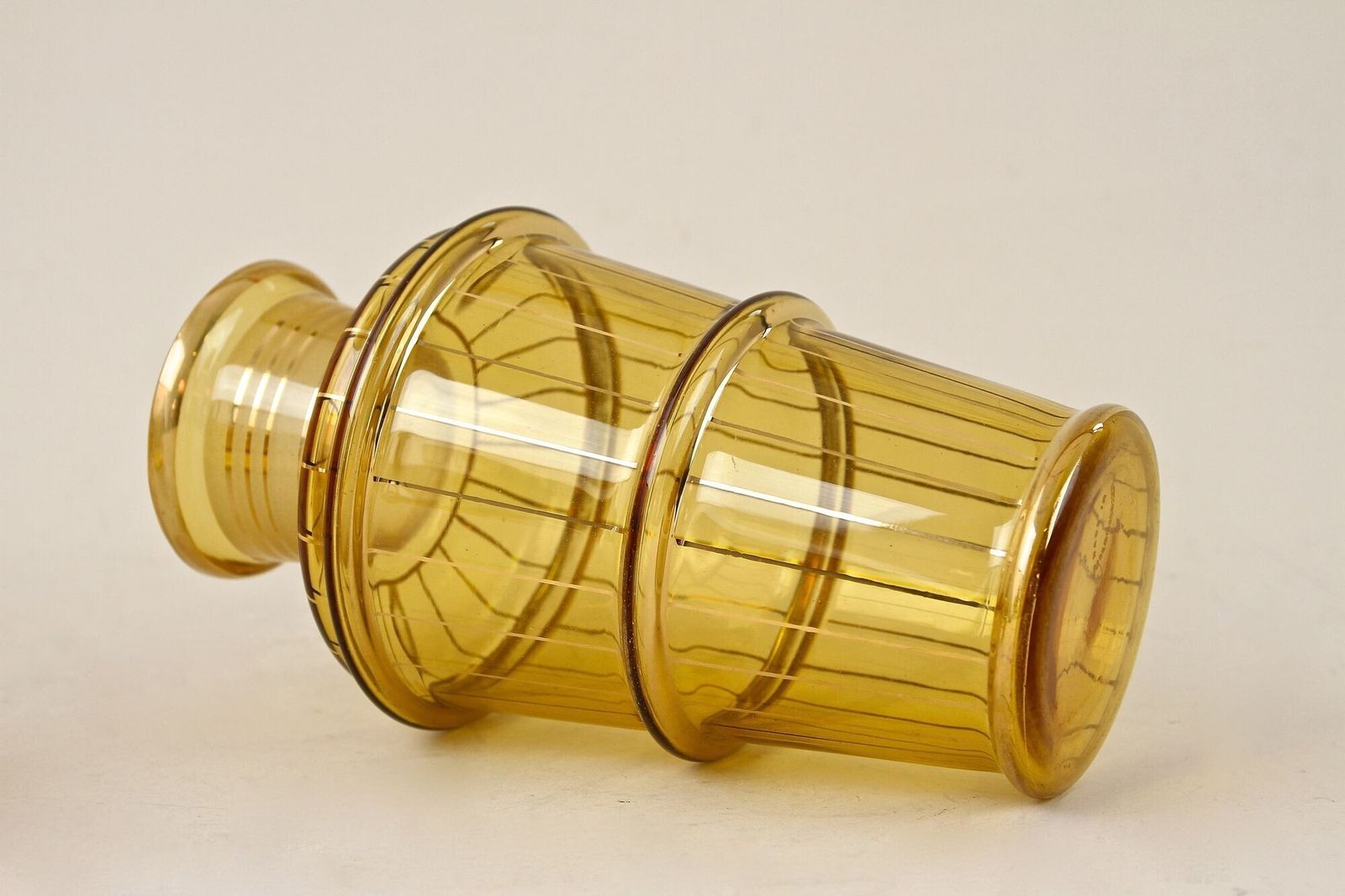 photo furniture 20th Century Art Deco Glass Decanter Set, Amber Colored/ Gilt   Cz Ca. 1920