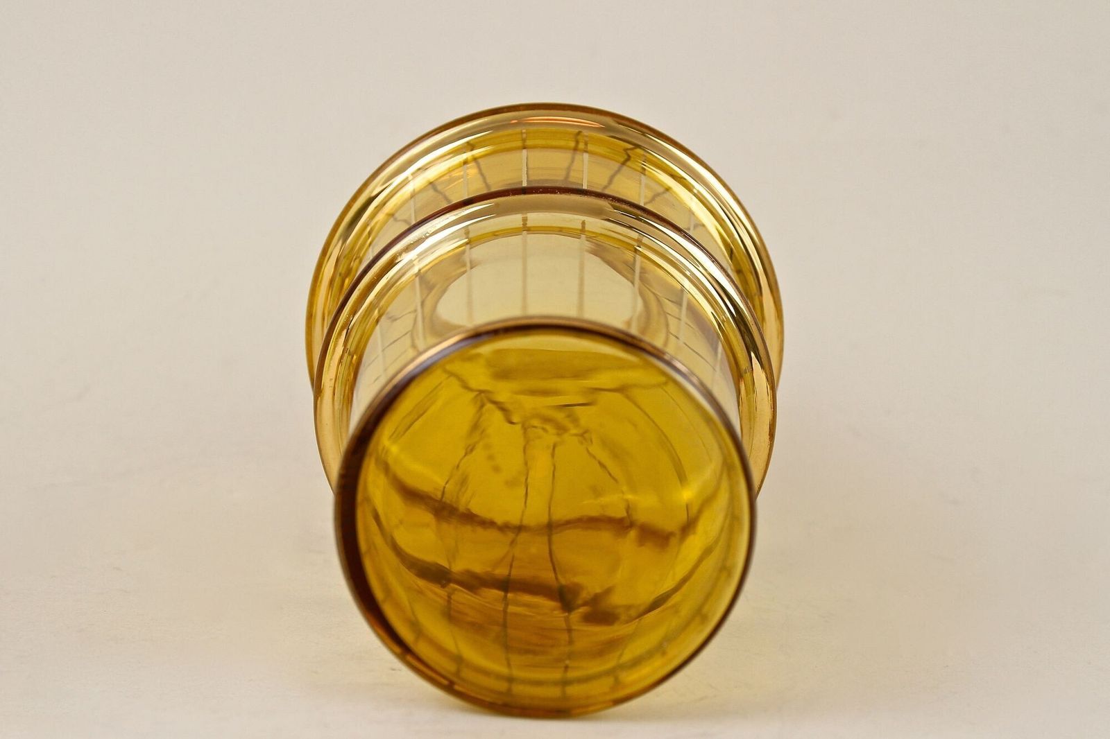 photo for sale 20th Century Art Deco Glass Decanter Set, Amber Colored/ Gilt   Cz Ca. 1920