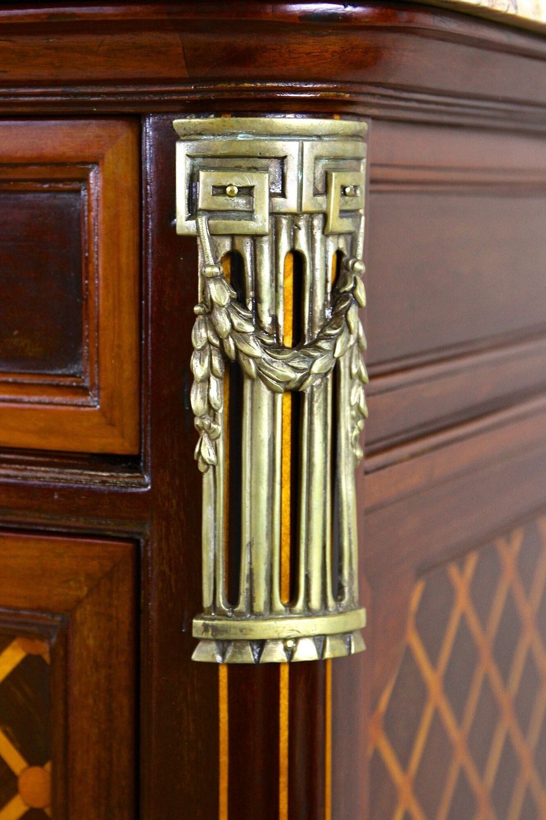 photo for sale 19th Century Transitional Marquetry Chest Of Drawers, Mahogany, Fr Circa 1870