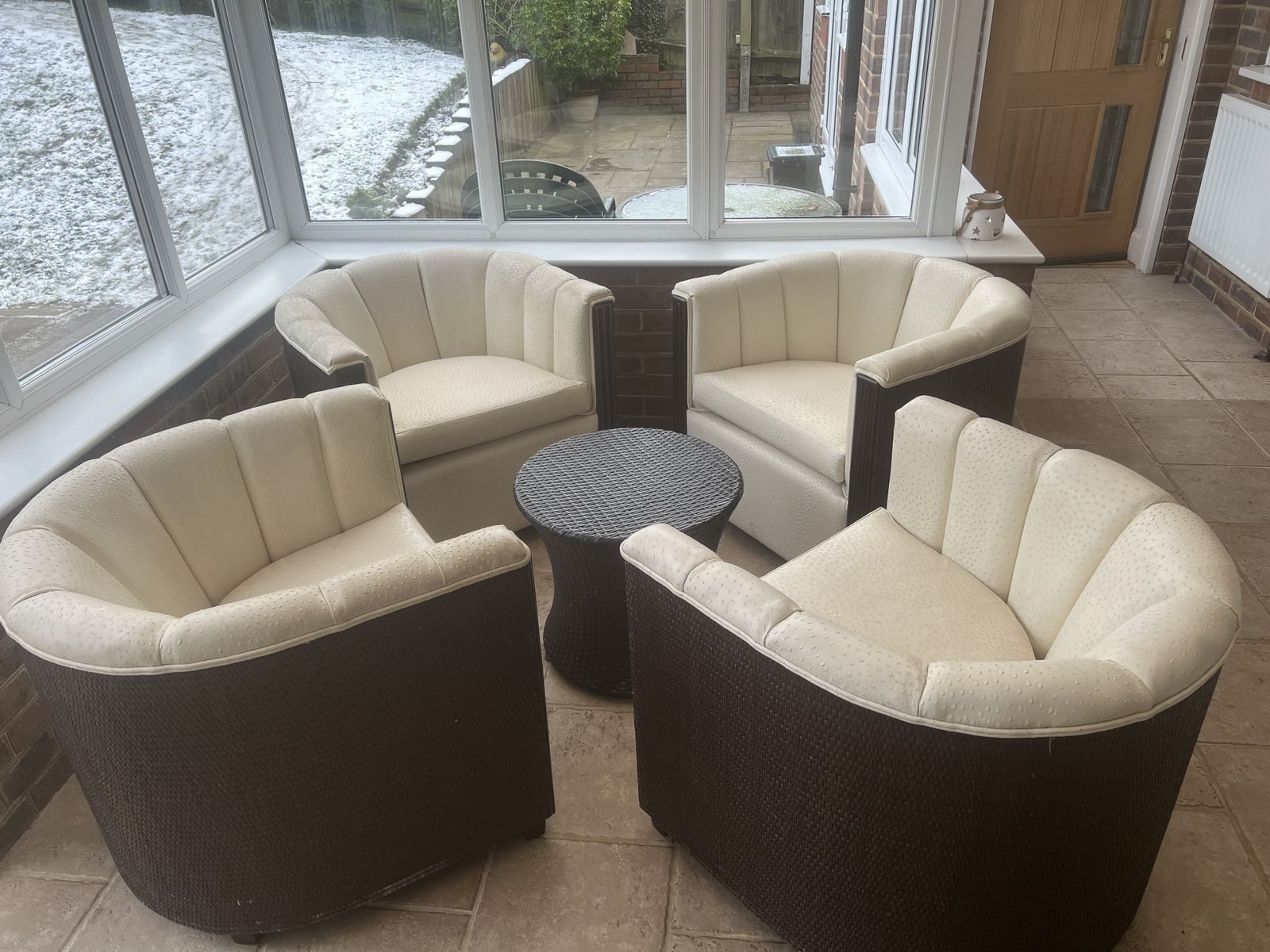 4 Ostrich Leather Tub Chairs, Late 20th Century photo for sale