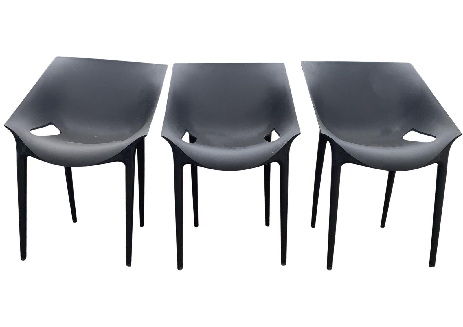 Philippe Starck & Eugeni Quitllet Designed For Kartell Black Polypropylene Stackable DR. Yes Chair Three Chairs In Stock Price Per Chair Ol photo furniture