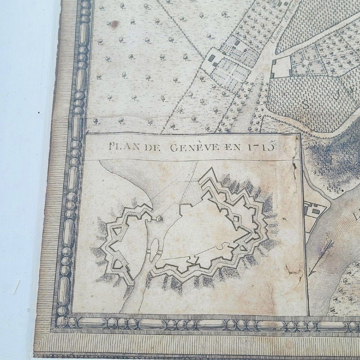 Map Of The City Of Geneva, Framed Engraving, Late 18th Century photo 900.0