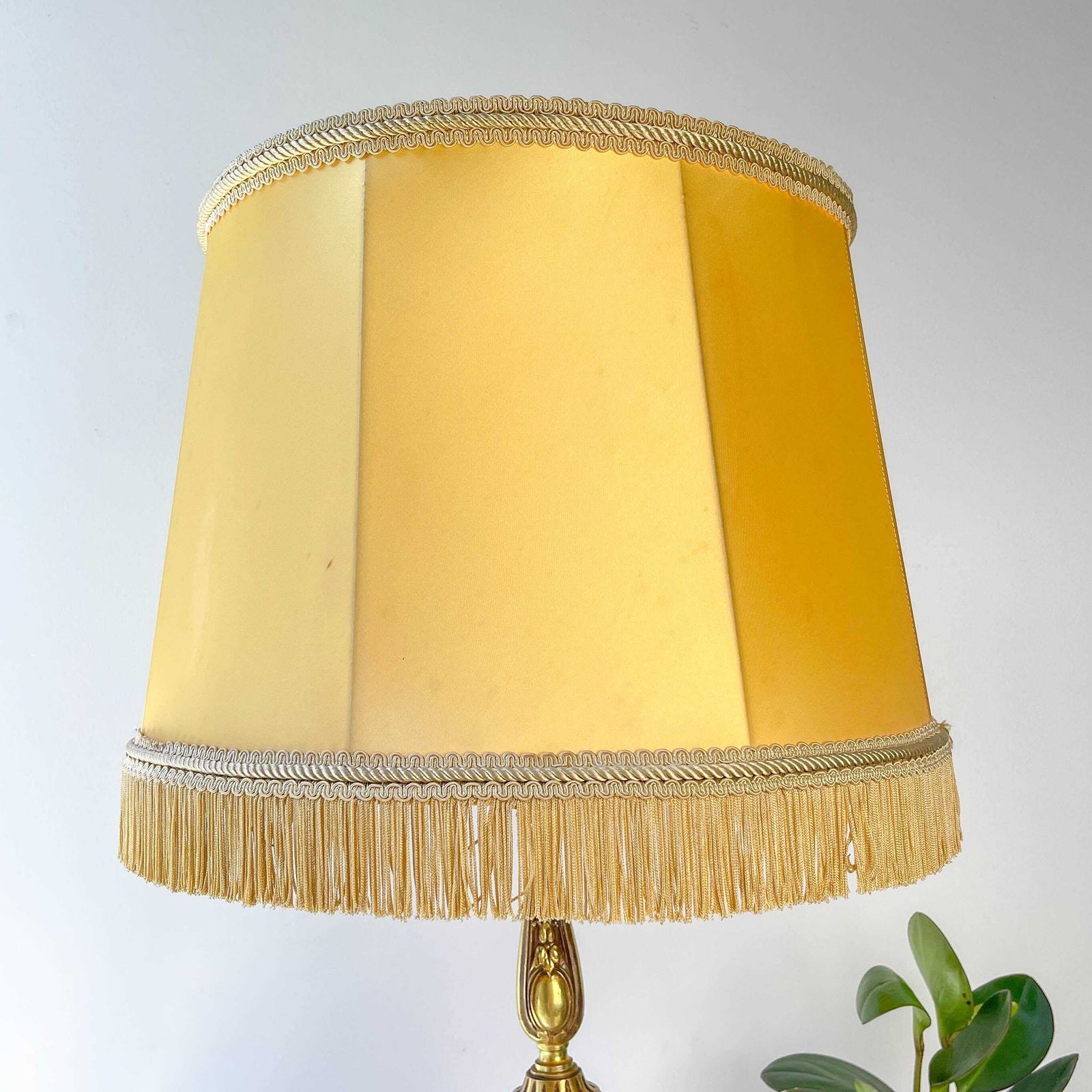 Louis XVI Style Gilt Bronze Lamp With Yellow Fringed Shade   Elegant Vintage Antique Lamp photo 315.0