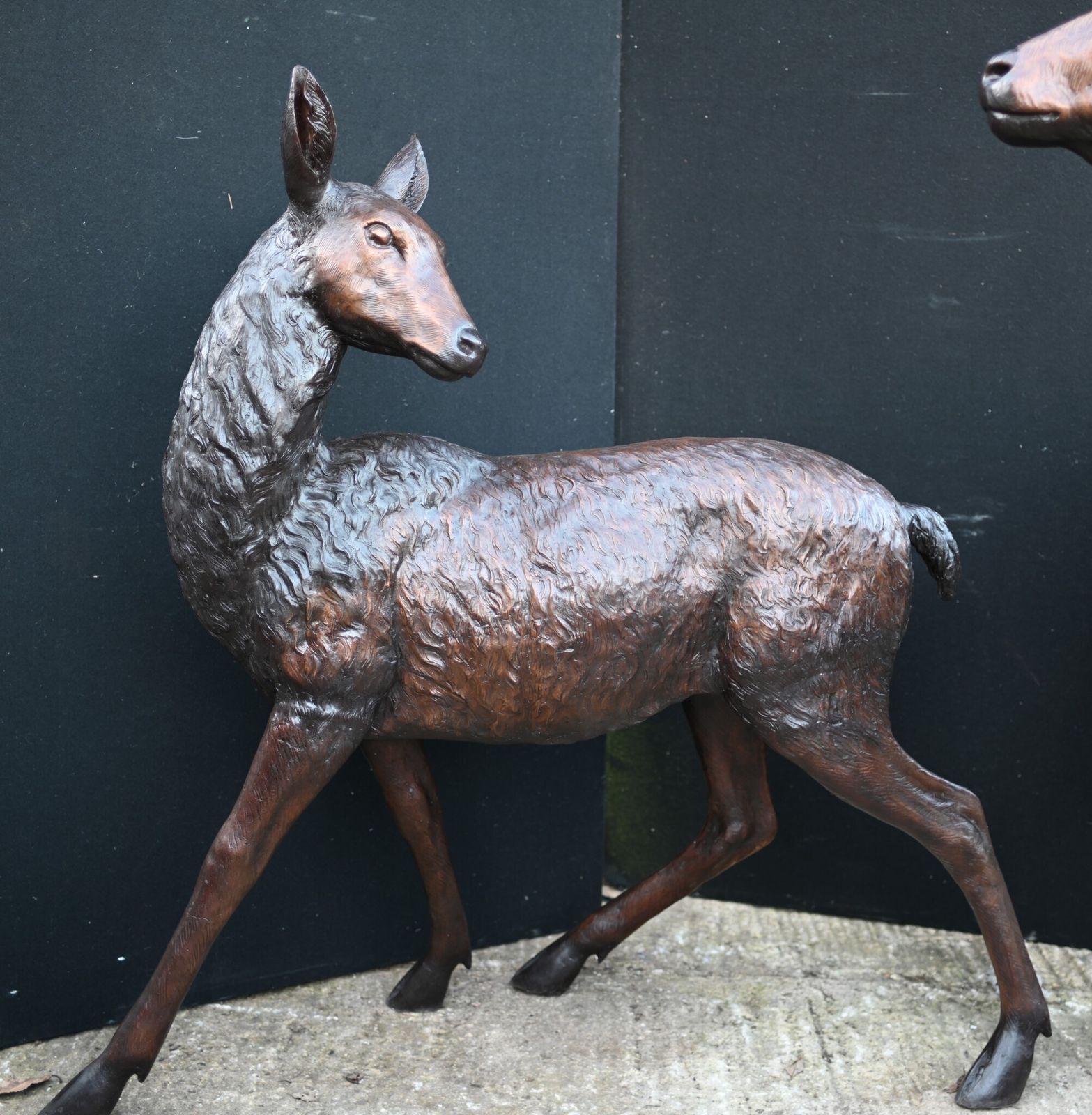 Bronze Stag And Deer Statues Pair Scottish Highland Garden Castings photo furniture