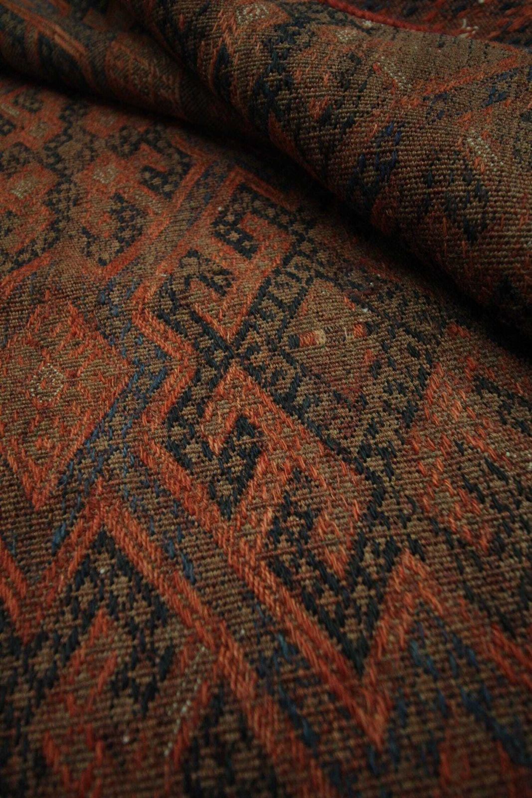 Antique Sumakh Kilim Rug: 1920s Wool Flatweave, Tribal Geometric Design (5'10" X 3'10") photo Textiles