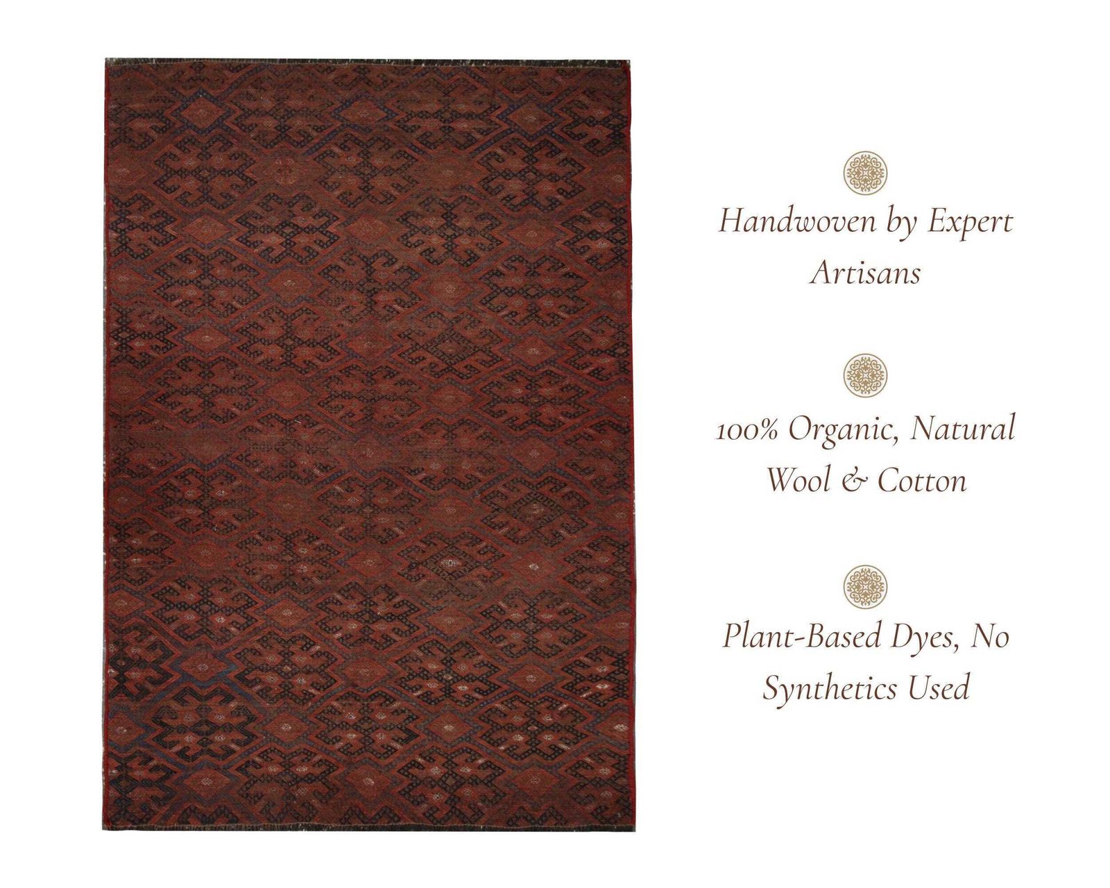 Antique Sumakh Kilim Rug: 1920s Wool Flatweave, Tribal Geometric Design (5'10" X 3'10") photo vintage