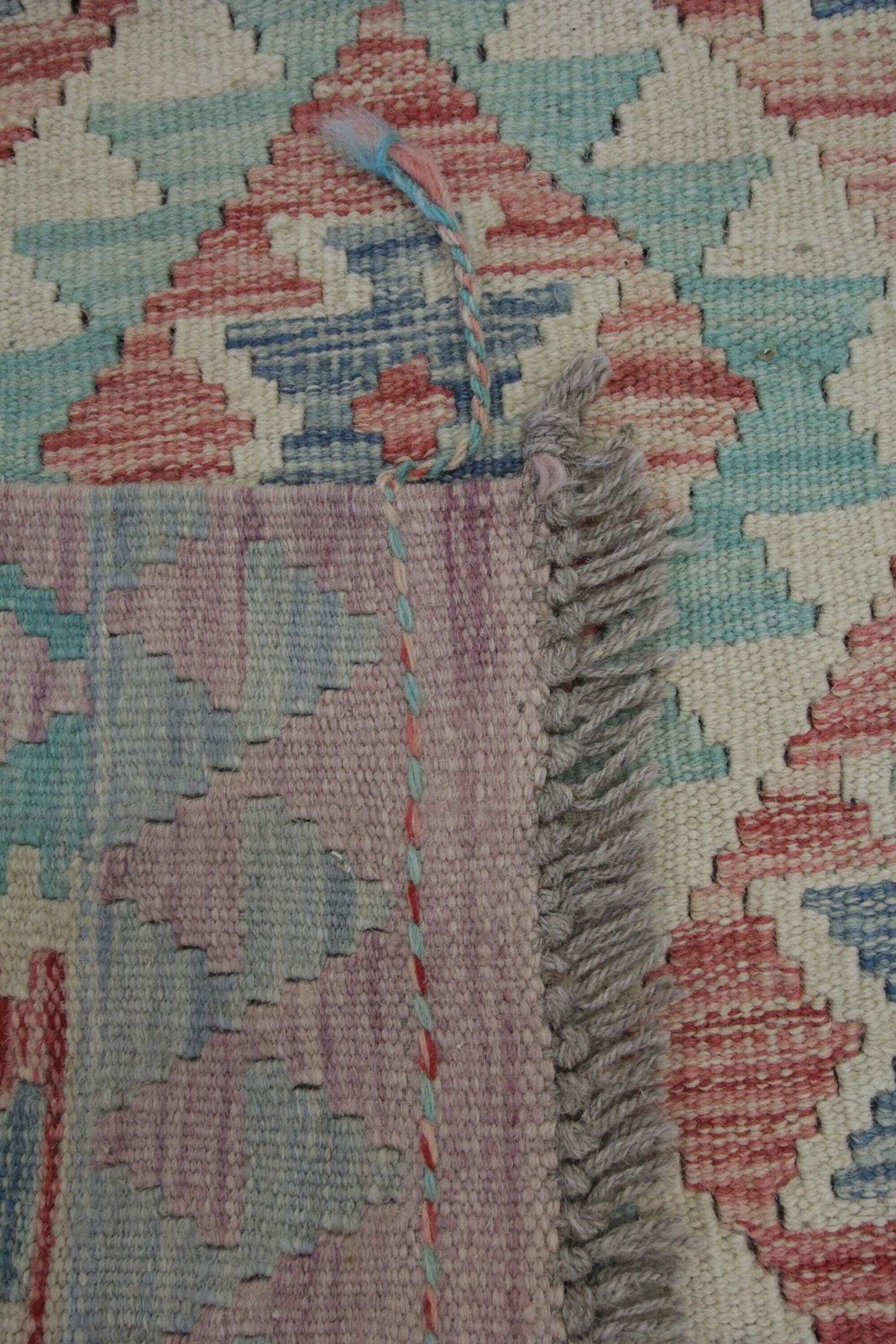 Blush Pink Kilim Rug: Handwoven Wool Tribal Accent Area Rug (2.0 X 2.11 Ft.) photo vinterior