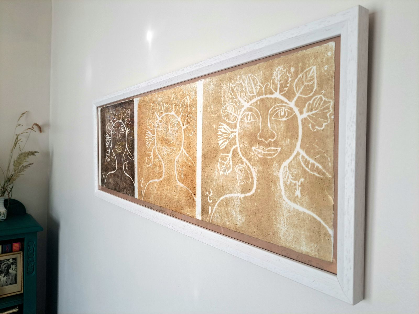 Framed Woodcut Print Of A Nature Goddess | Triptych | Signed Artist's Proof photo furniture