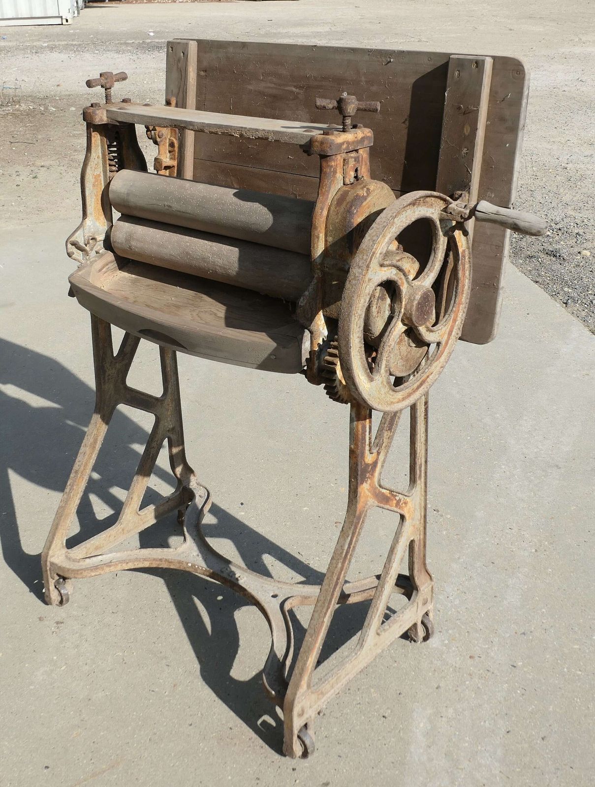 Pine Top Mangle Or Cast Iron Industrial Garden Table photo buy