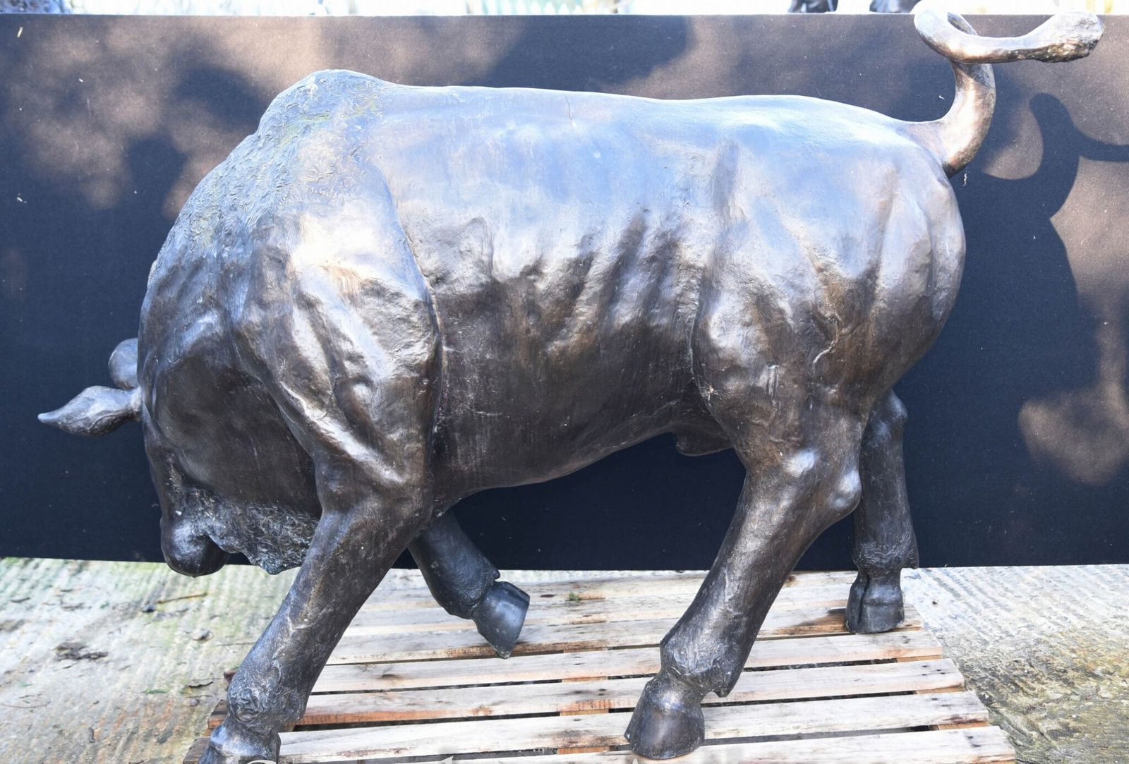 Giant Bronze Bull Statue   Bullock Garden Animals photo vintage