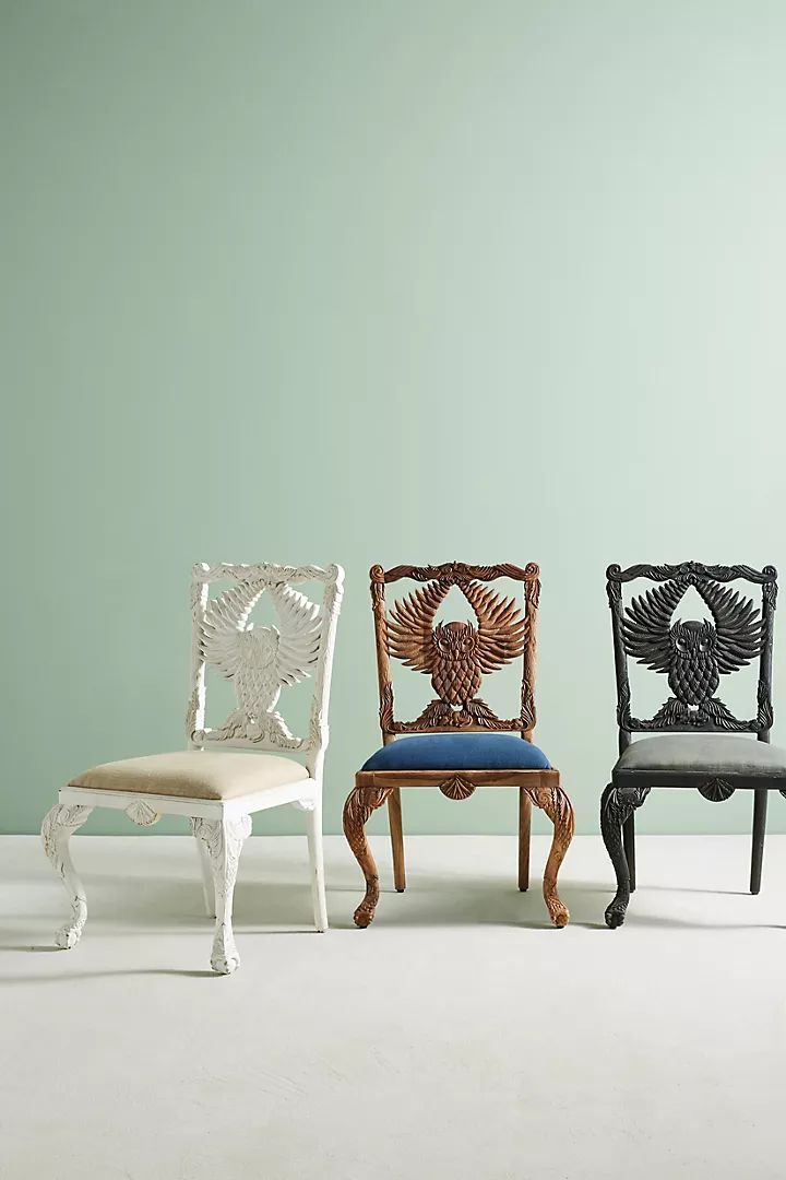 Hand Carved Wooden Owl Dinning Chair – Antique Black Finish With Intricate Detailing photo buy