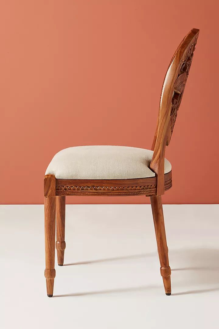 Hand Carved Wooden Chair With Double Peacock & Tree Motif – Luxury Accent Seating photo Furniture