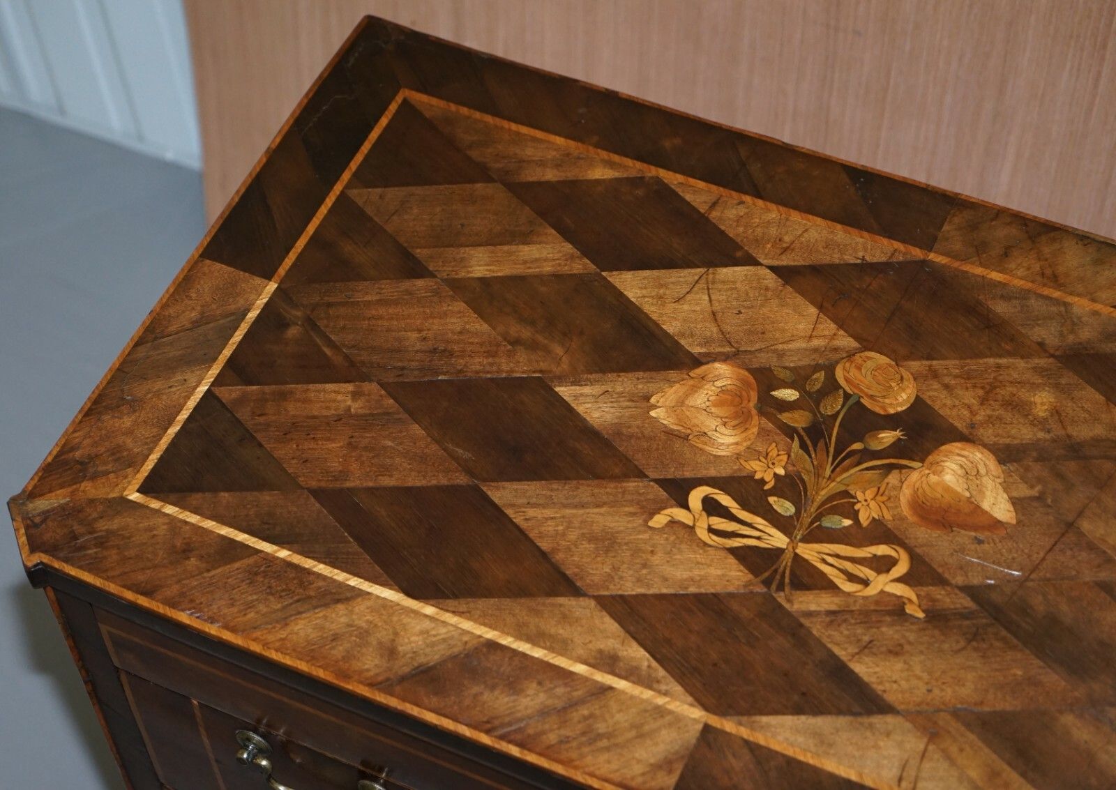 Rare Circa 1780 Continental Parquetry Marquetry Inlaid Commode Chest Of Drawers photo vinterior