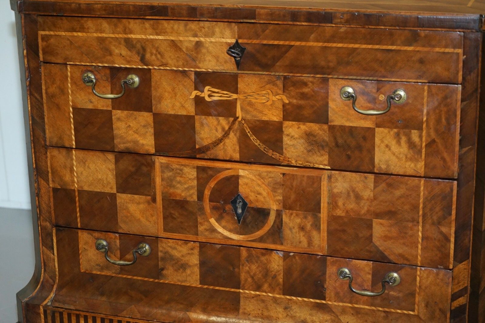 Rare Circa 1780 Continental Parquetry Marquetry Inlaid Commode Chest Of Drawers photo vintage