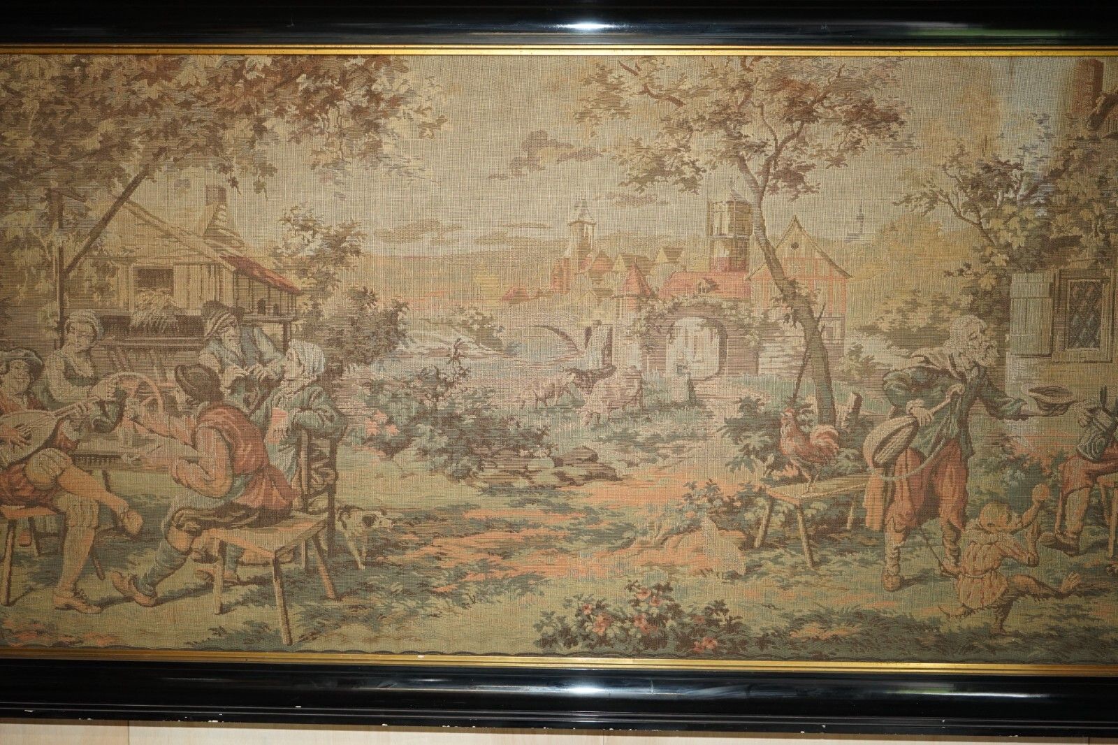Lovely Very Large Napoleon III Circa 1860 Antique French Embroidered Tapestry photo vinterior