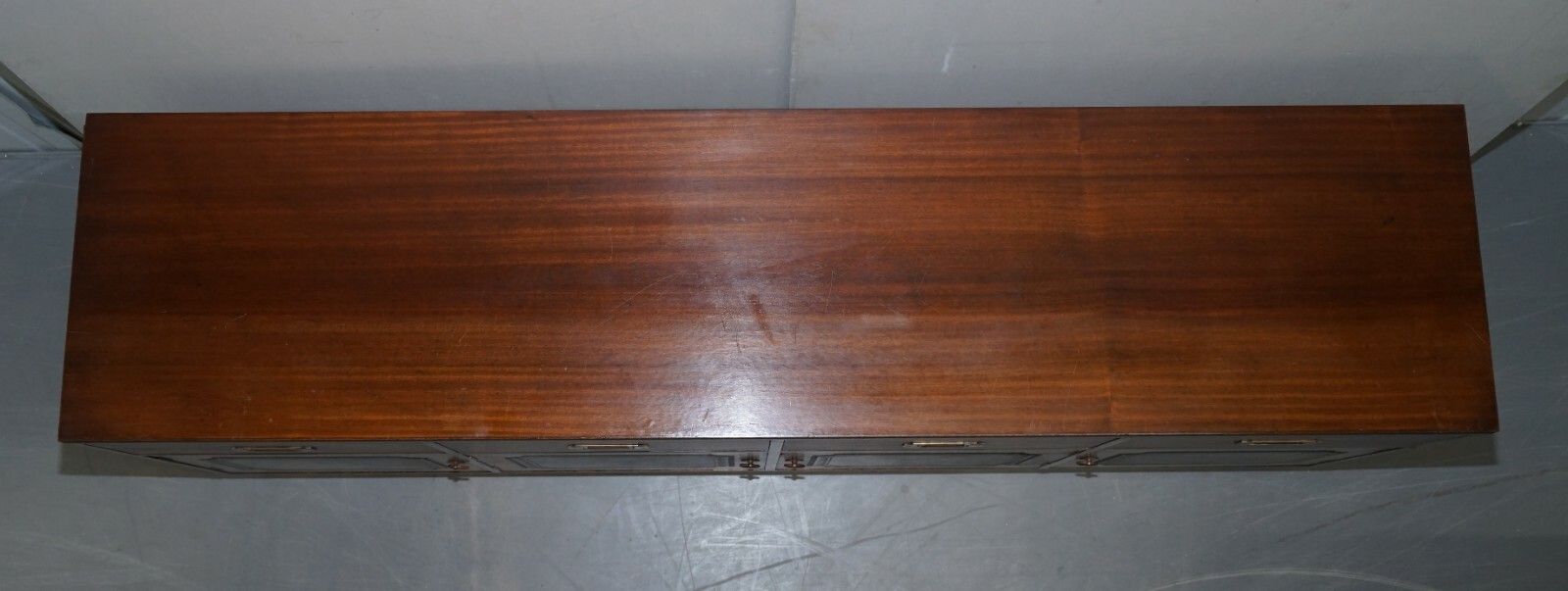 Lovely Harrods Flamed Mahogany & Green Leather Military Campaign Sideboard photo vintage