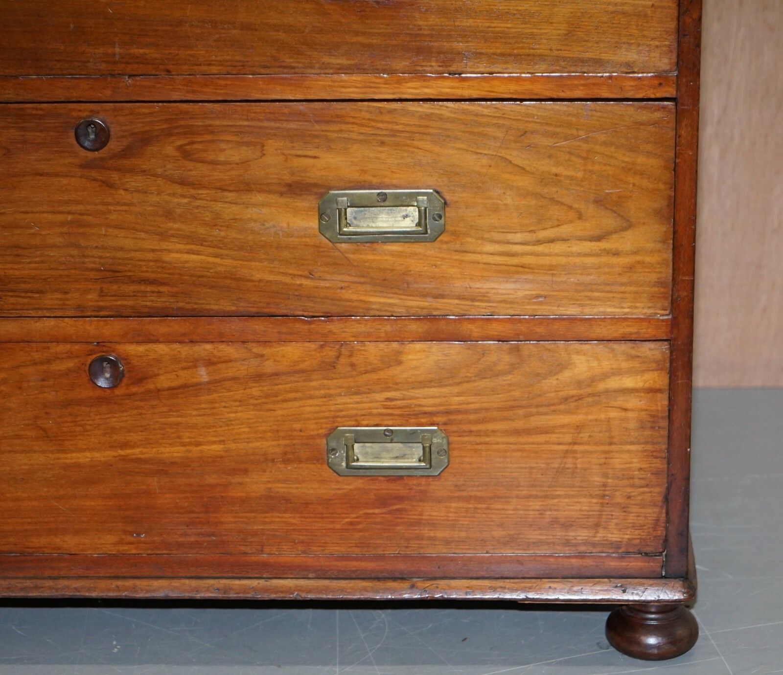Lovely Antique Victorian Walnut Military Campaign Officers Chest Of Drawers photo vintage