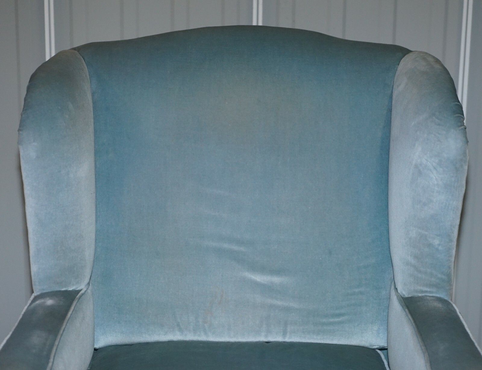 Heavily Carved Lion Hairy Paw Feet Victorian Armchair Sky Blue Velvet George II photo 2500.0