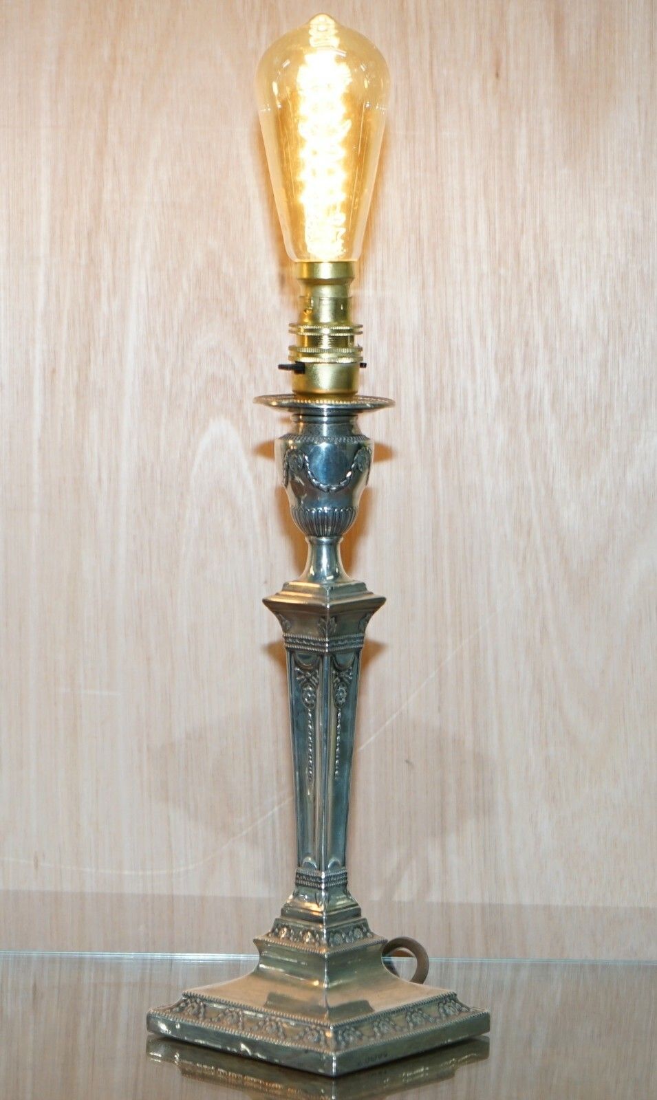 Rare Pair Of 1879 James Bembridge Sterling Silver Corinthian Candlestick Lamps photo furniture