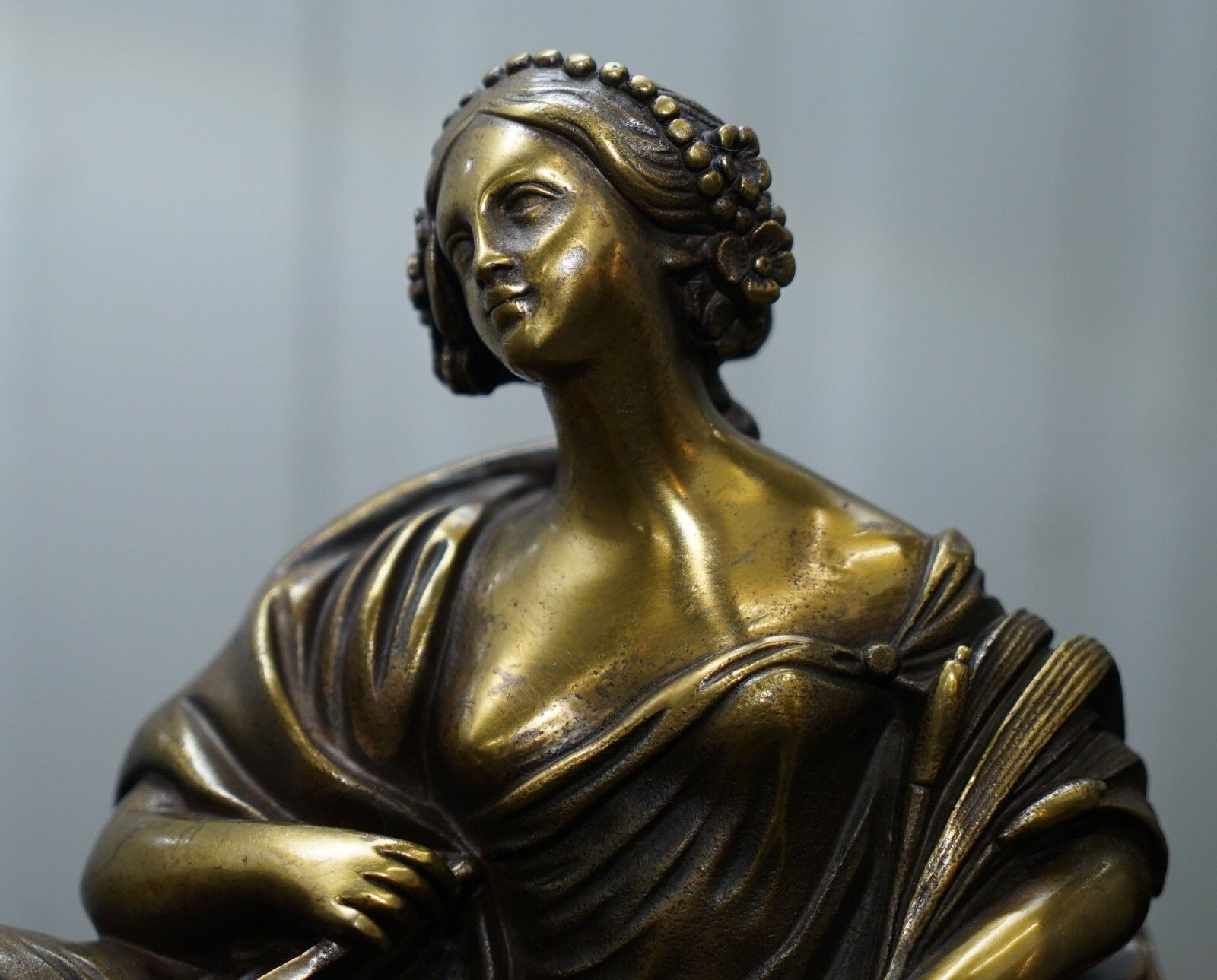 photo for sale Stunning Pair Of Early Louis XVI French Bronze Chenets After Bouhon Fres Paris