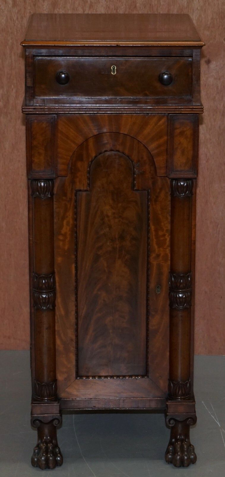 Rare Pair Of Huge William IV 1830 Flamed Mahogany Side Cabinets Campaign Drawers photo for sale
