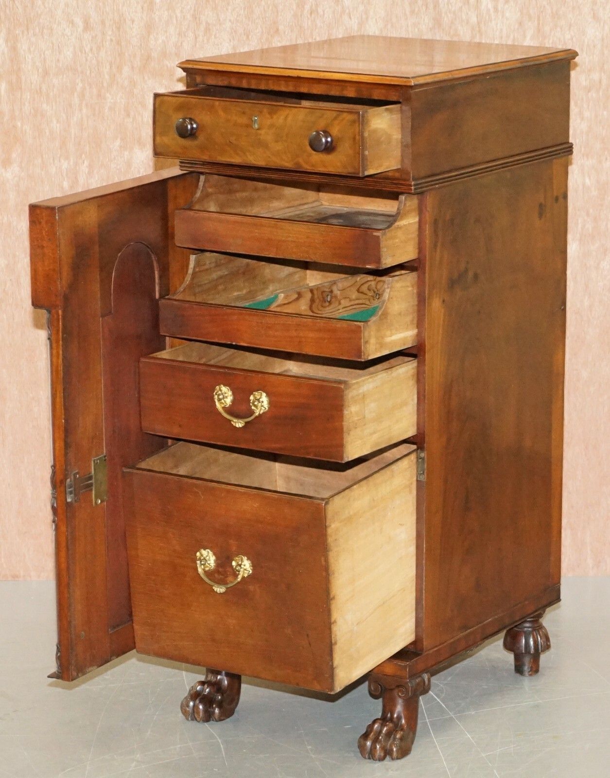 Rare Pair Of Huge William IV 1830 Flamed Mahogany Side Cabinets Campaign Drawers photo buy