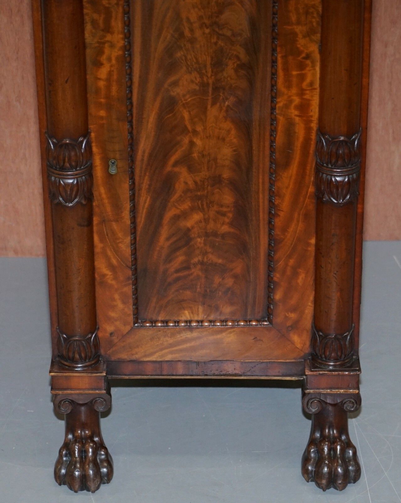 Furniture Rare Pair Of Huge William IV 1830 Flamed Mahogany Side Cabinets Campaign Drawers photo