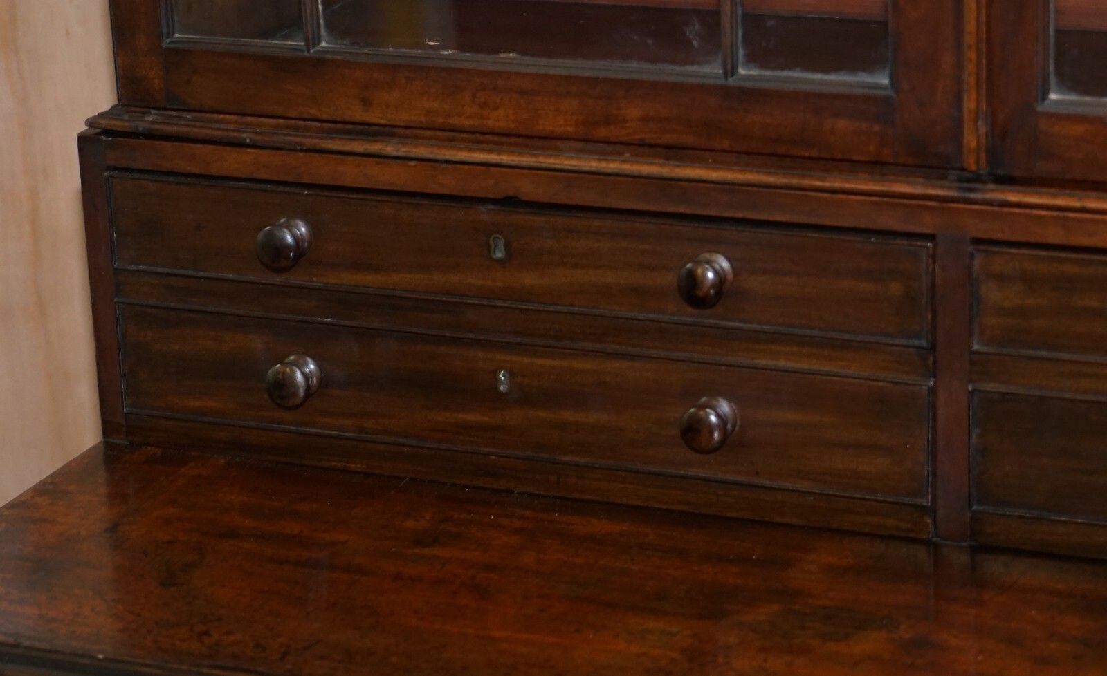 George IV Circa 1820 Mahogany Library Bookcase Inc Drawers Ornate Astral Glazing photo 2500.0