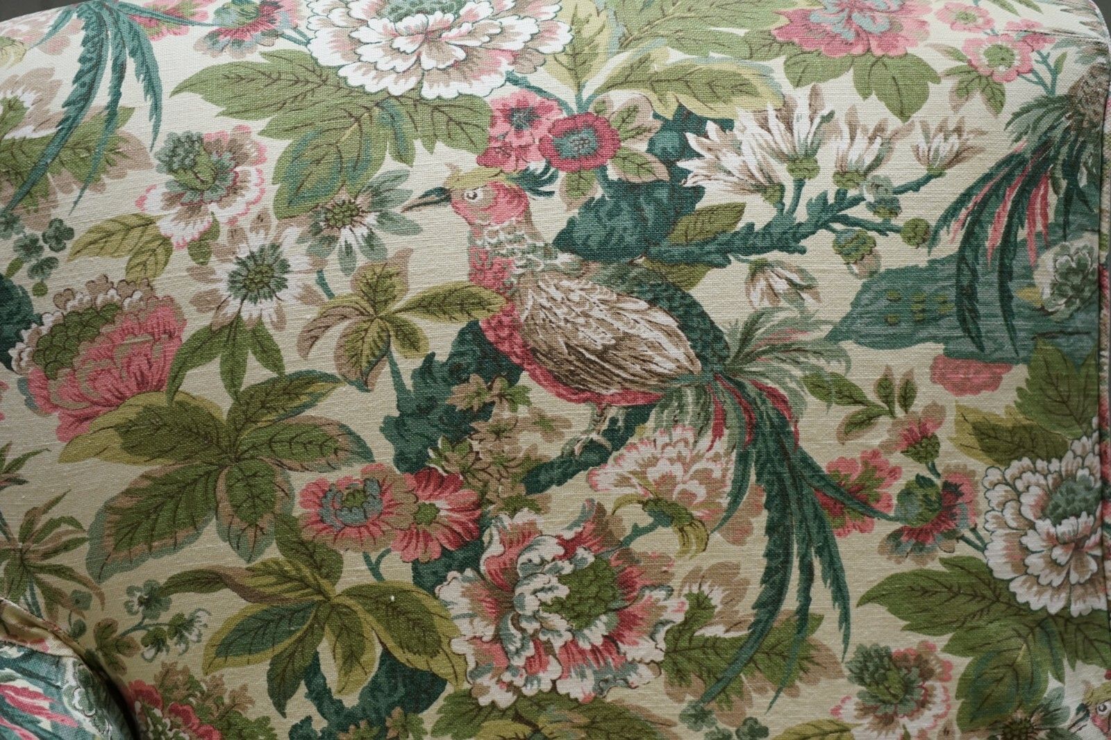 Furniture Rare Pair Of Giltwood Victorian Asymmetrical Armchairs Embroidered Bird Covers photo
