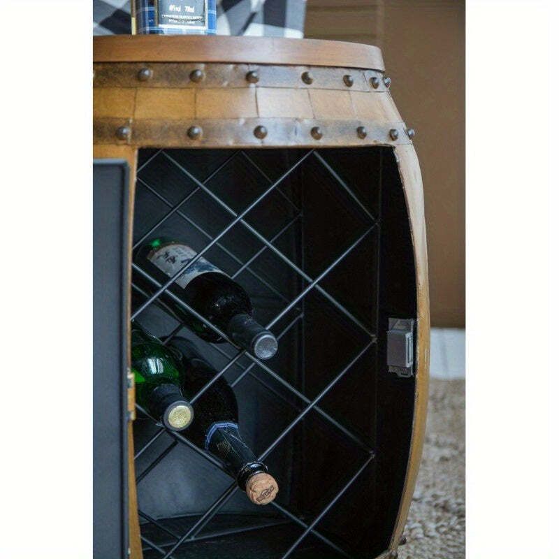 photo for sale Barrel Drum Side Table With Wine Rack Storage
