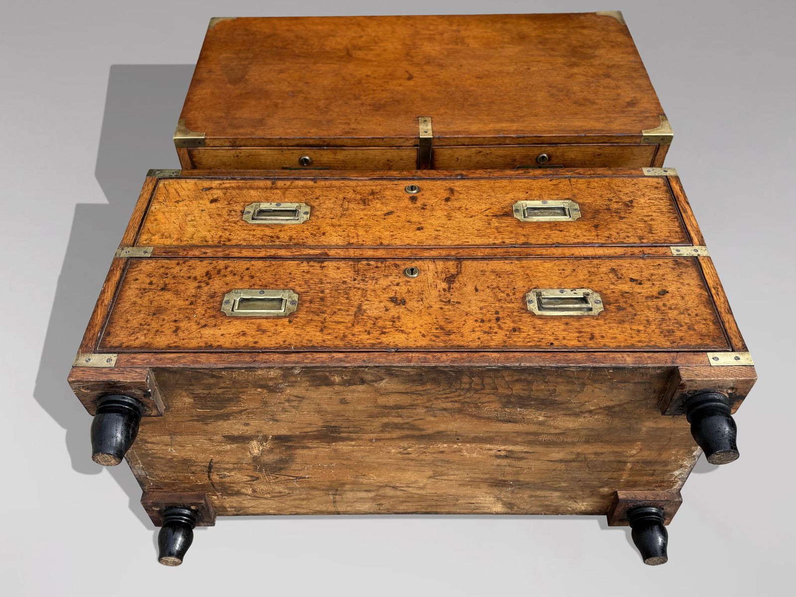 3900.0 19th Century Oak Military Campaign Chest Of Drawers, C1840 photo