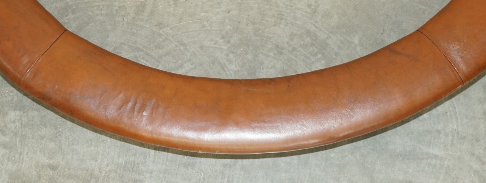 Rare Demi Lune Antique Victorian Brown Leather Club Fender With Pierced Metal photo vintage