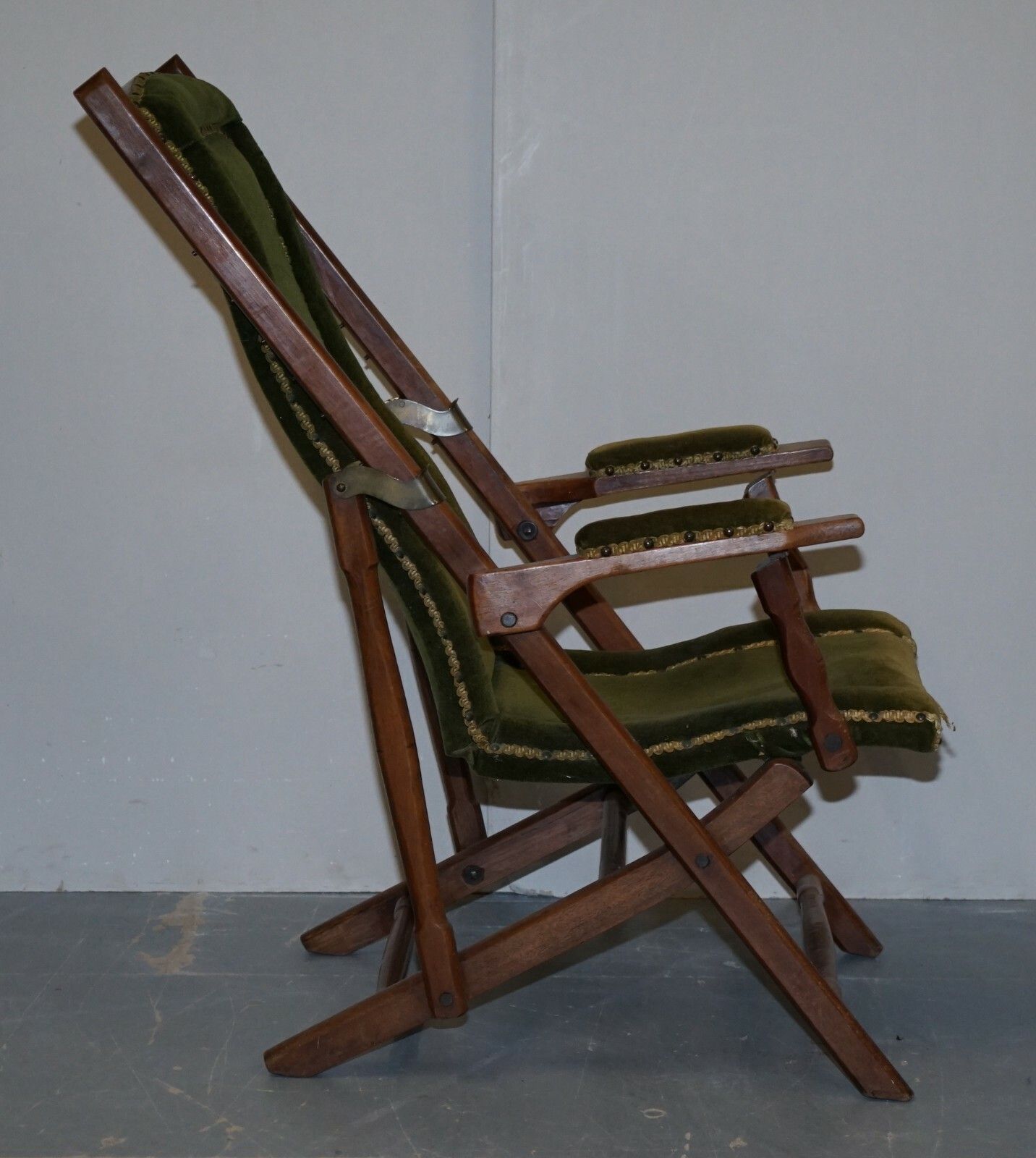 Stunning Pair Of Victorian Military Campaign Folding Chairs Steamer Liner Pieces photo vintage