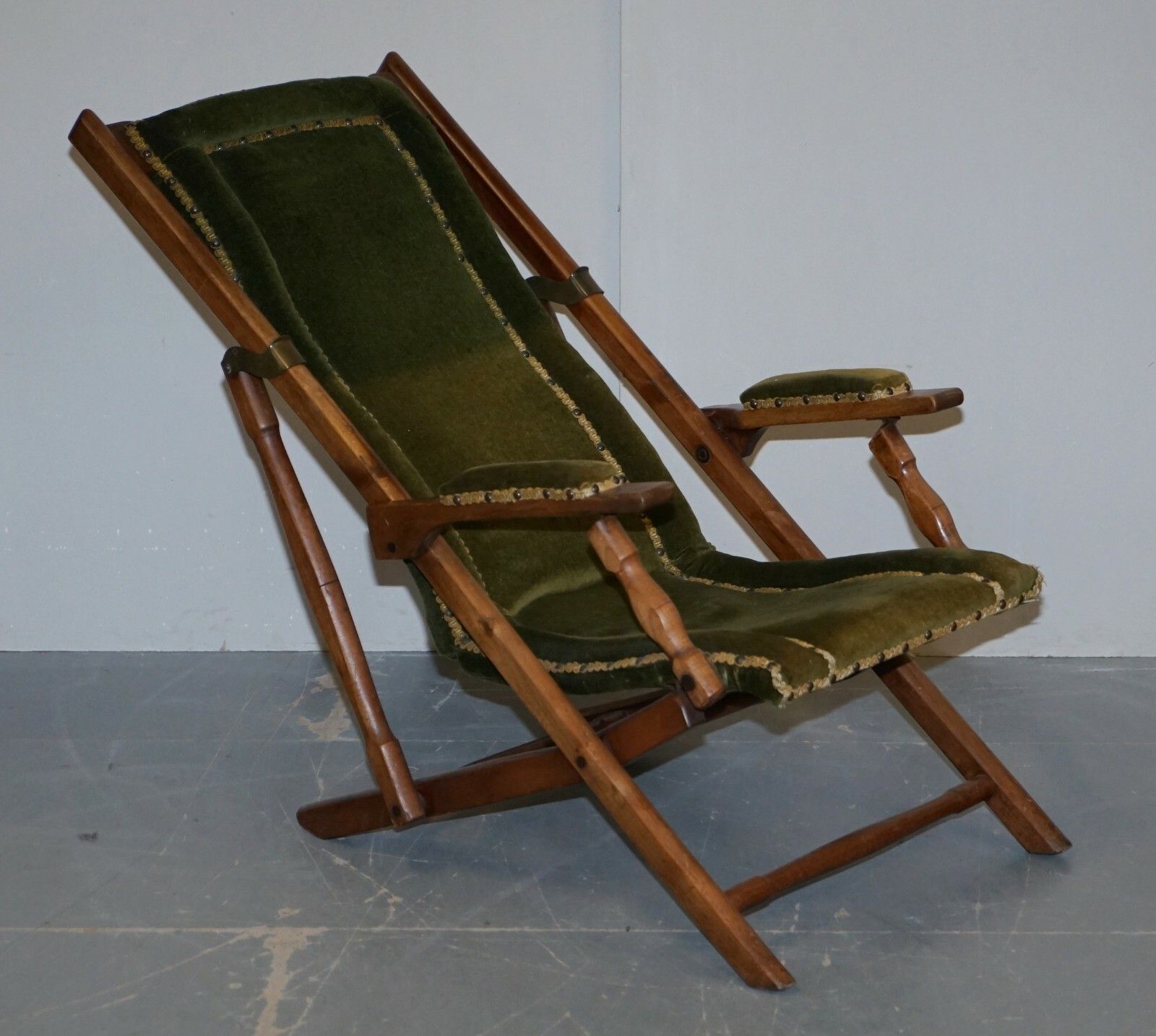 photo for sale Stunning Pair Of Victorian Military Campaign Folding Chairs Steamer Liner Pieces