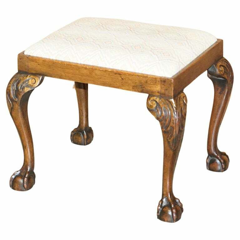 1 Of 2 18th Century Circa 1780 Georgian Claw & Ball Carved Walnut Stools