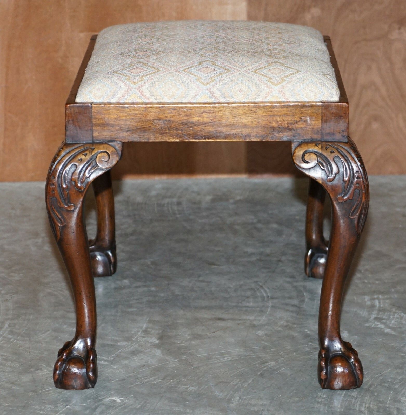 1 Of 2 18th Century Circa 1780 Georgian Claw & Ball Carved Walnut Stools photo buy