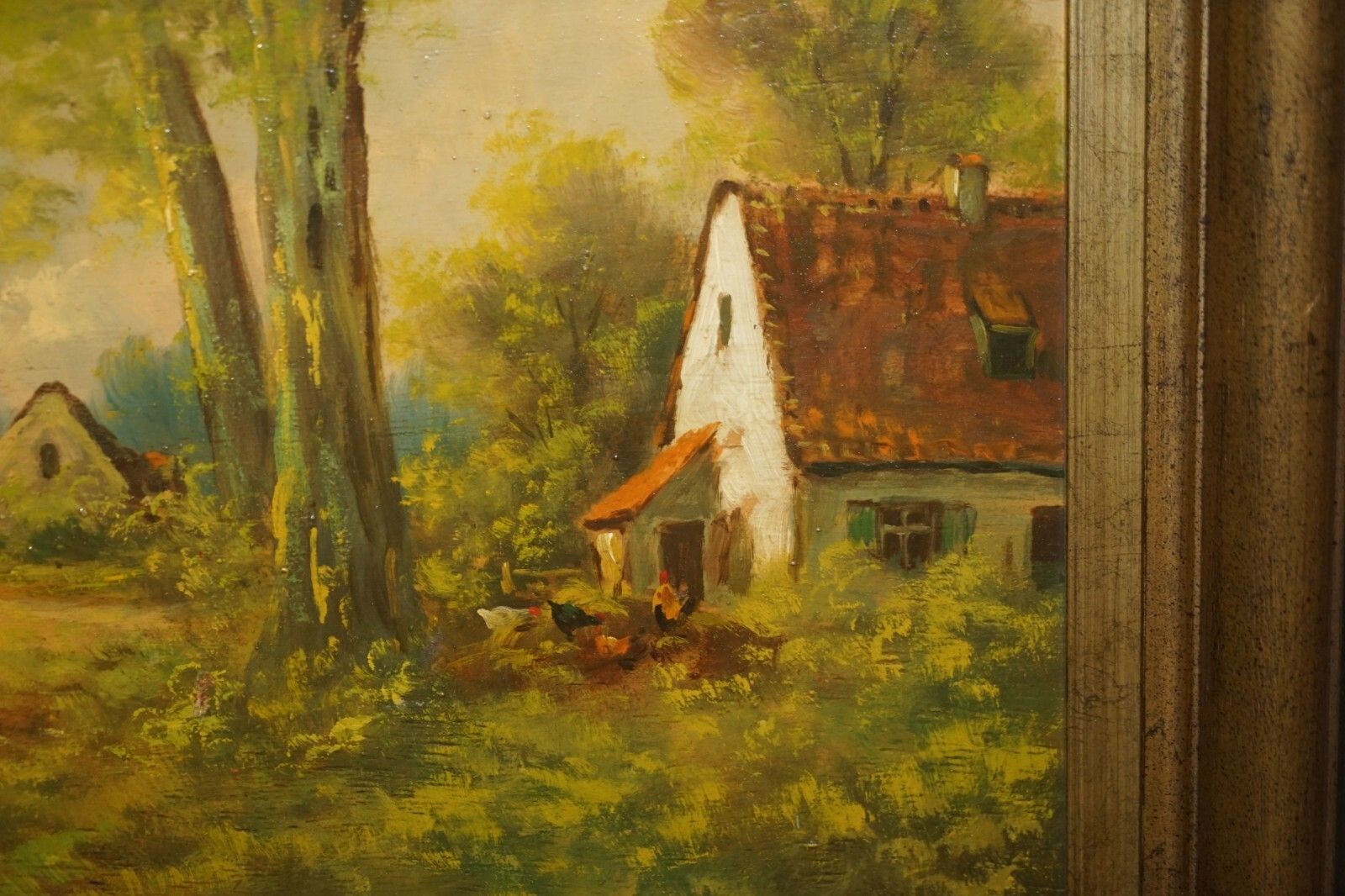 photo vintage Massive Antique Flemish Oil Painting Signed Jihuitog Circa 1880 Rural Scene