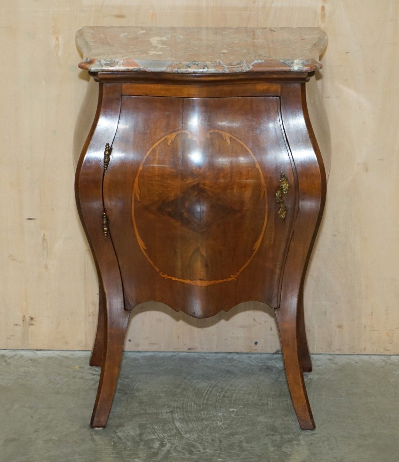 Fine Pair Of Antique  1880 Italian Marble Top Bombe Nightstand Side Table Chest photo Furniture