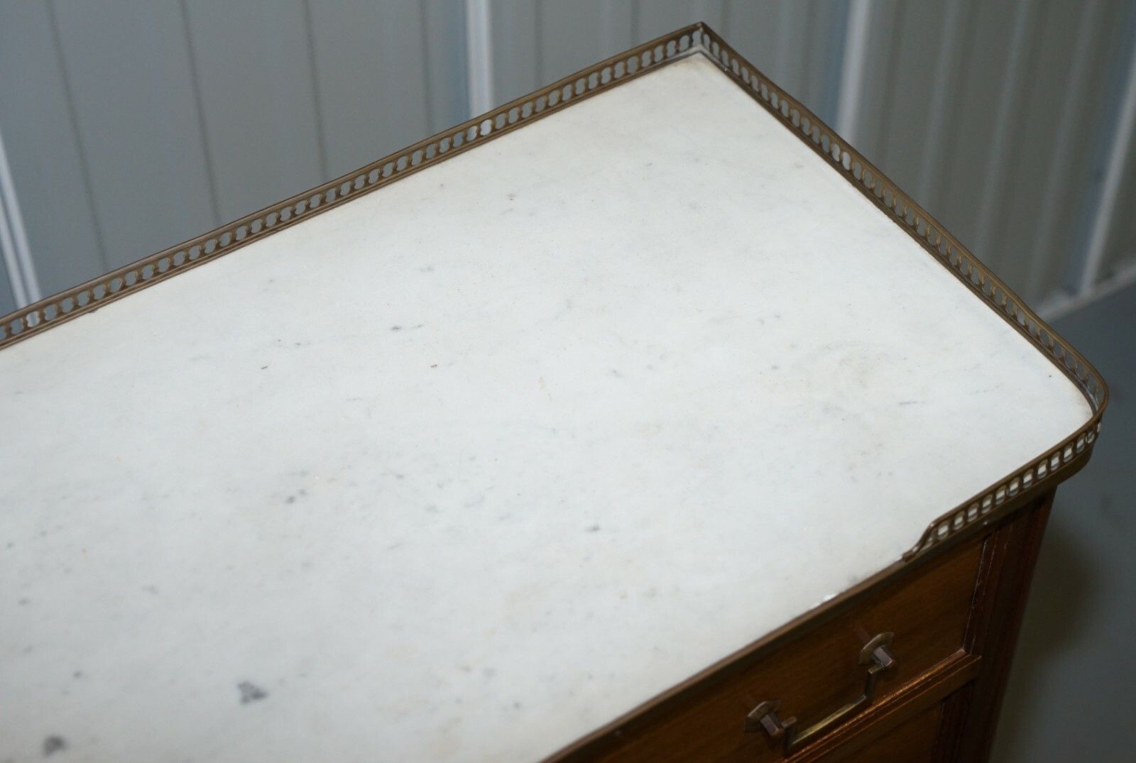 Rare 19th Century French Marble Topped Brass Gallery Semainier Chest Of Drawers photo 2350.0