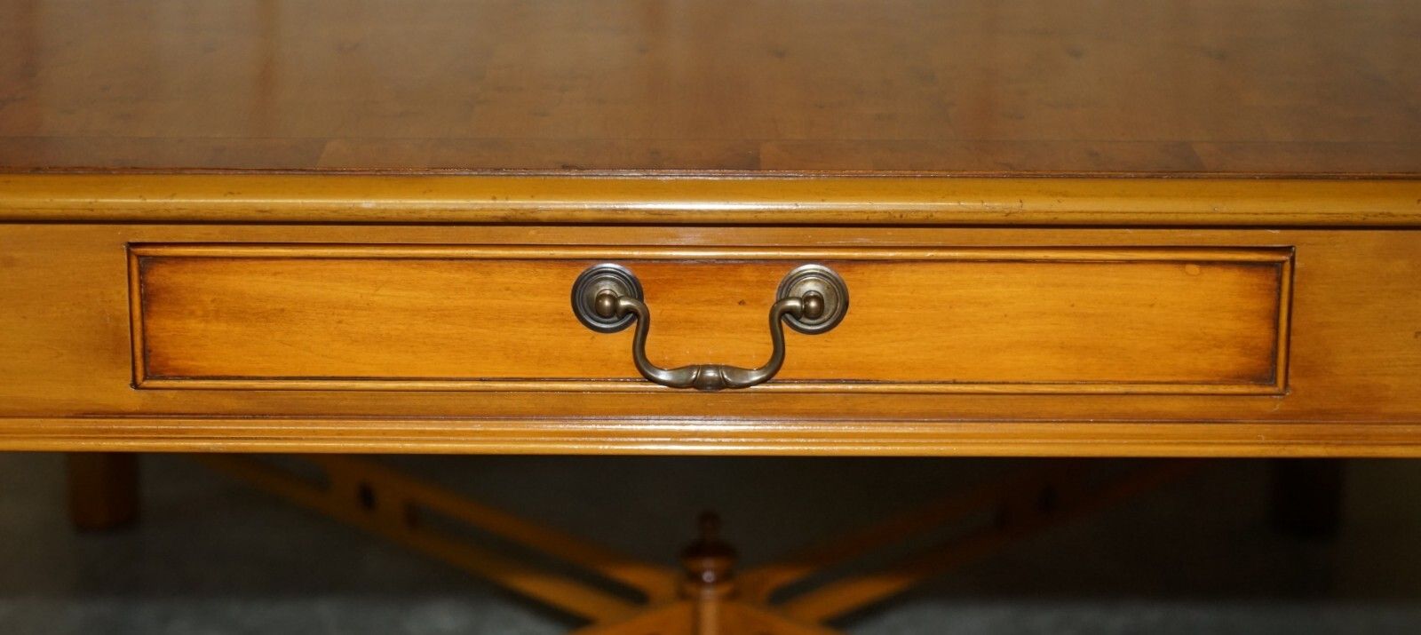 photo furniture Lovely Burr Yew Wood Two Drawer Coffee Table With Thomas Chippendale Stretches