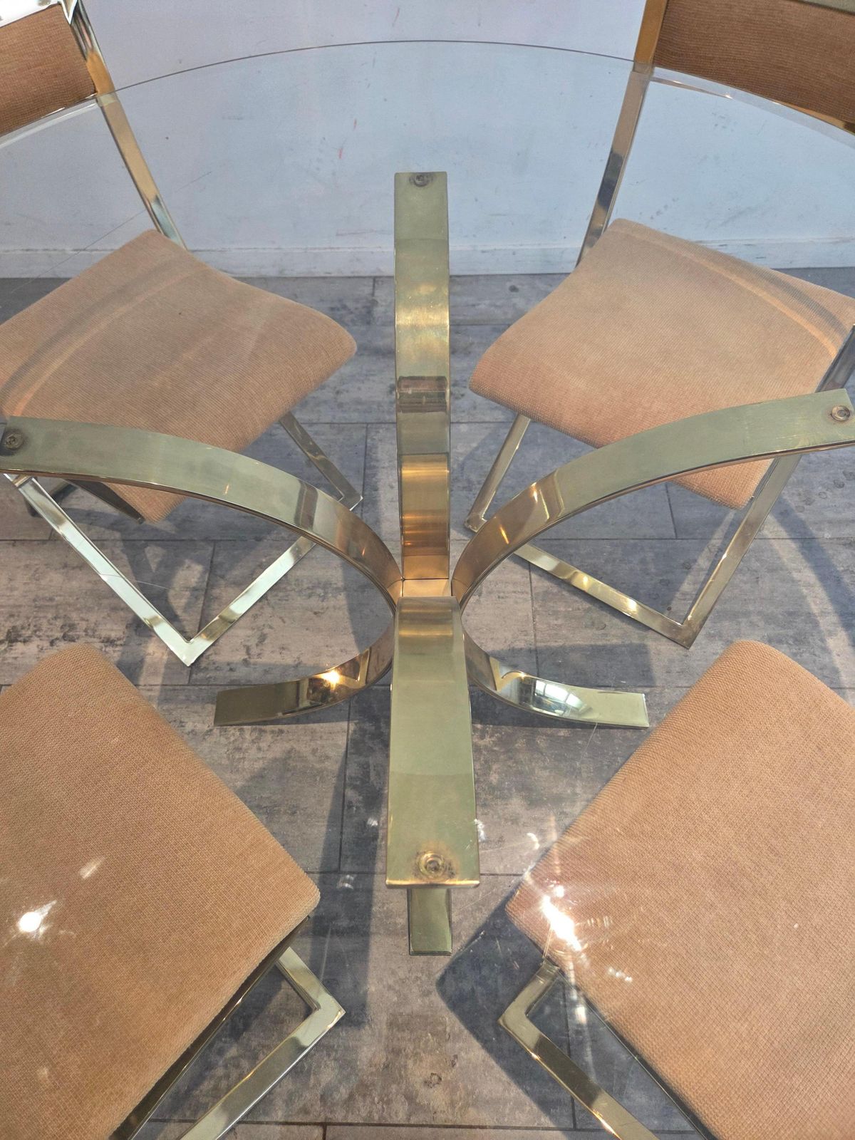 1970s Marcello Cuneo, Luisa Brass Folding Chairs And Table, 1970s photo furniture