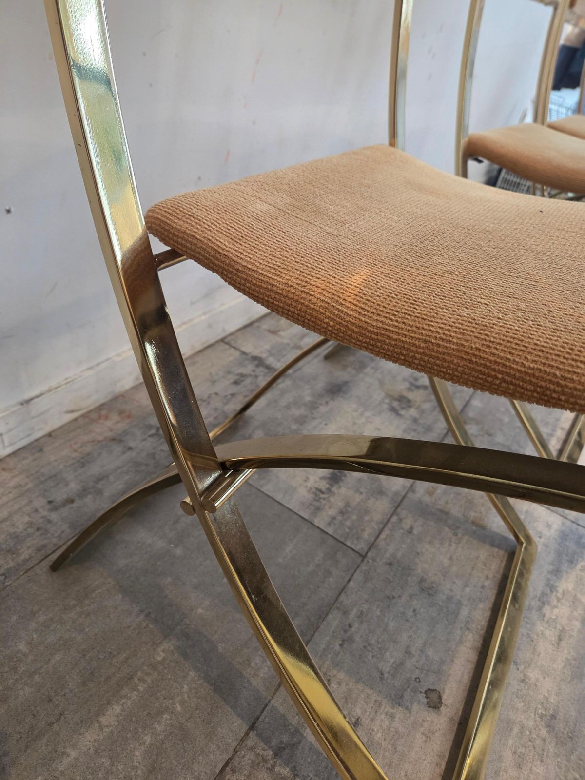 1970s Marcello Cuneo, Luisa Brass Folding Chairs And Table, 1970s photo Furniture