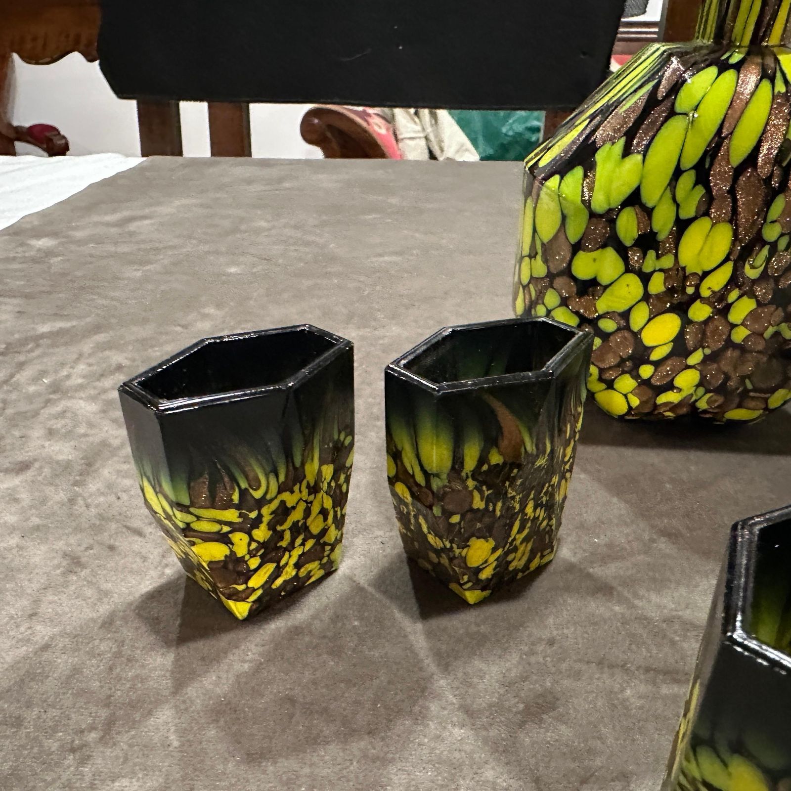 434.0 1940s Art Deco Aventurine Murano Glass Rosolio Set photo