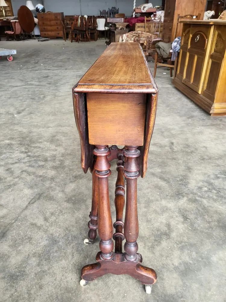 Antique Gate Leg Drop Leaf Sutherland Dining Occasional Table Seat 4 photo vintage