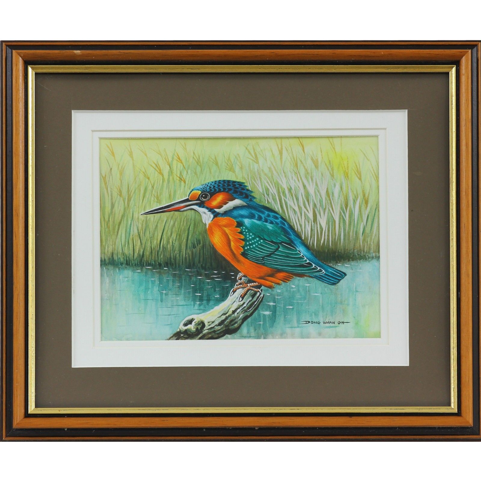 Watercolour And Gouache By Dong Whan Oh. Subject Is A Kingfisher
