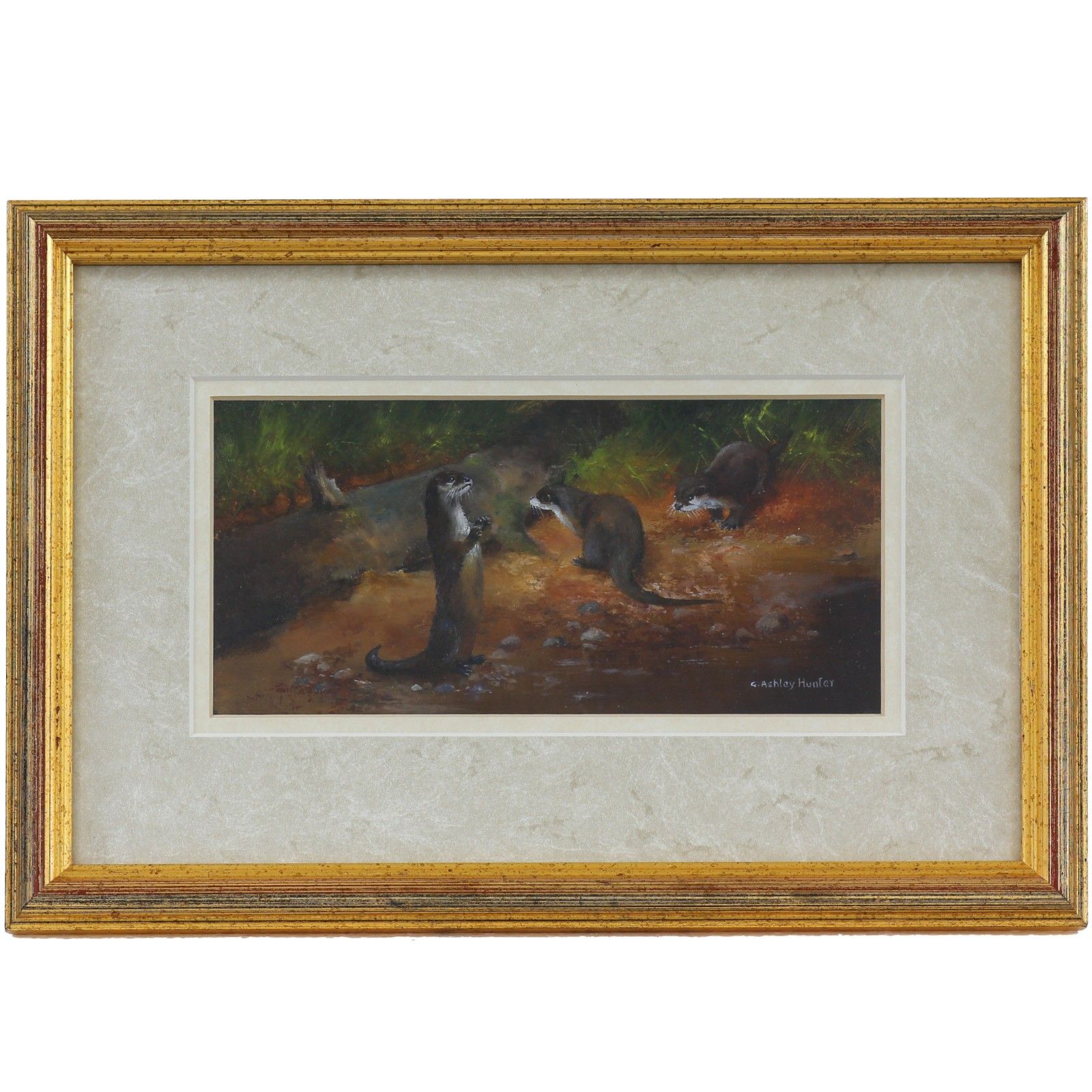 Oil On Board Behind Glass By Gordon Ashley Hunter. Titled Beach Party.